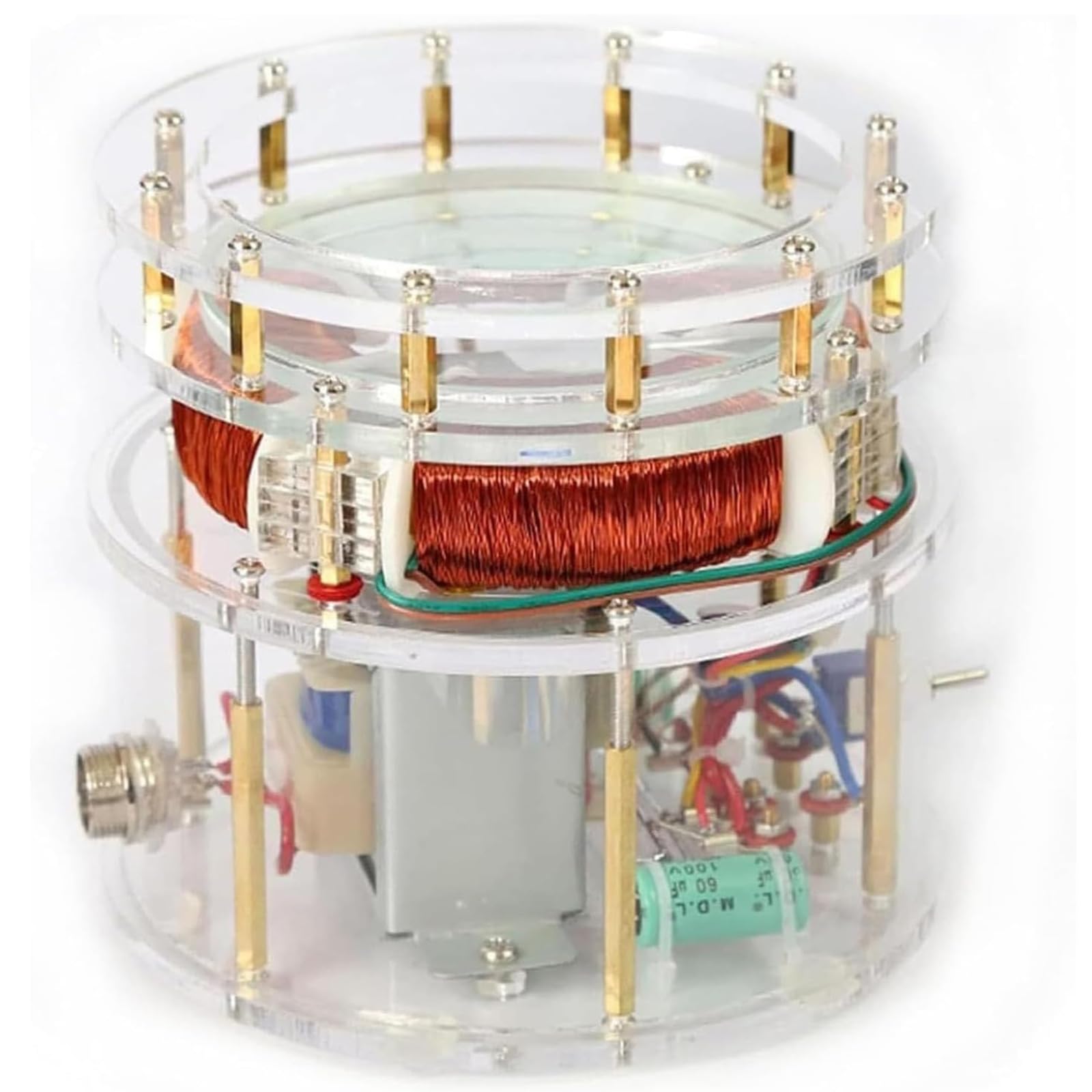 NGARY Elektromagnetyczny model laboratoryjny cyklotronu, obracający się mini model pola magnetycznego z kulką 35 mm z litego mosiądzu, inspirujące umysły naukowe, prezent dla dzieci i młodzieży