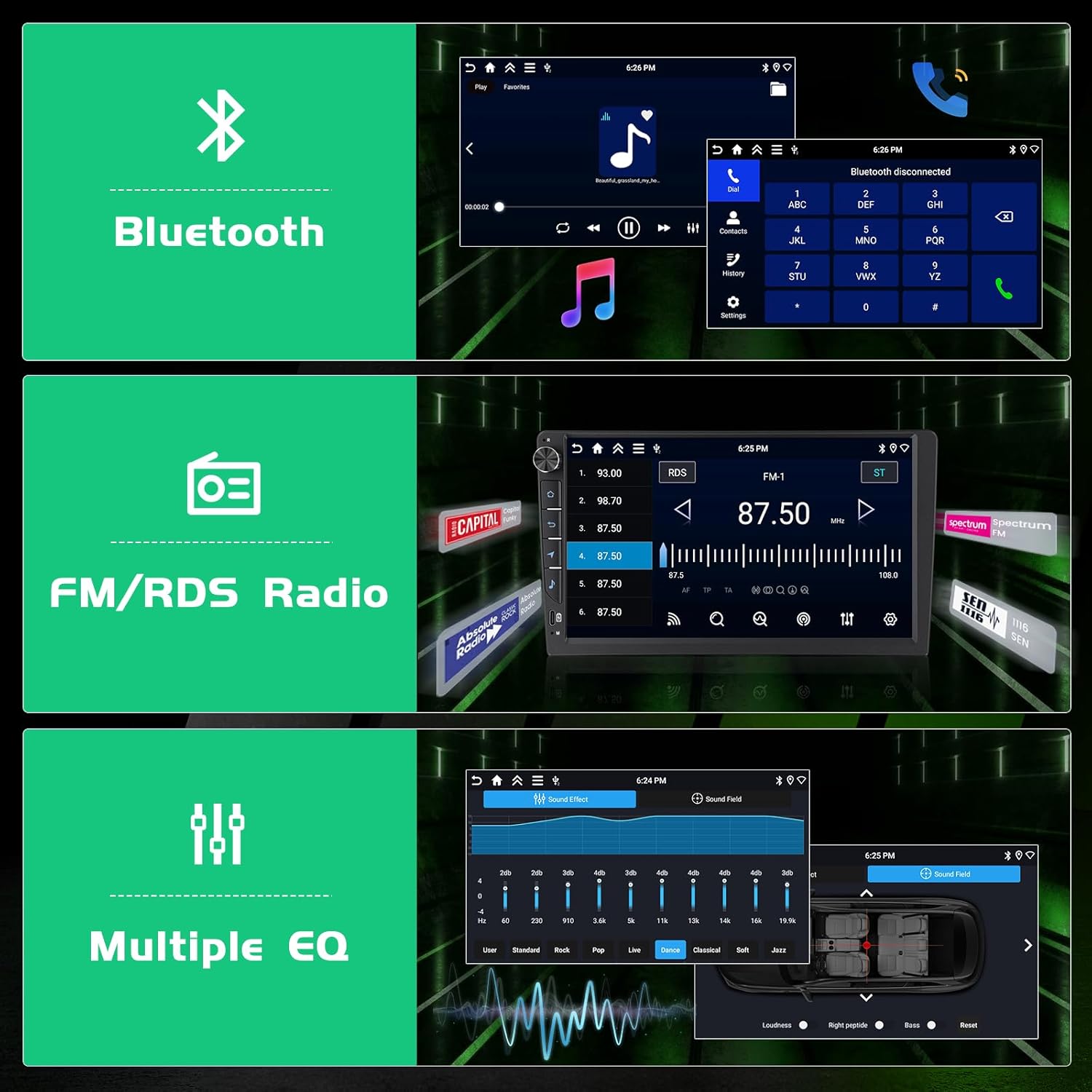 4+64GB Android 15 Car Radio for Toyota Corolla EX 2005-2012 Wireless Carplay Android Auto, 9" 1280 * 720P in-Cell Touch Screen with Type-C Port, WiFi, Backlit Buttons, BT, GPS, Backup Camera