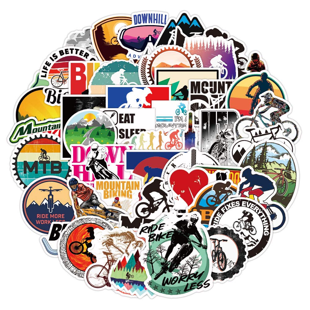 Buy 50 pcs ain Bike Vinyl Stickers Pack Funny Decals for Helmet Cars Bike, Waterproof ain Biking