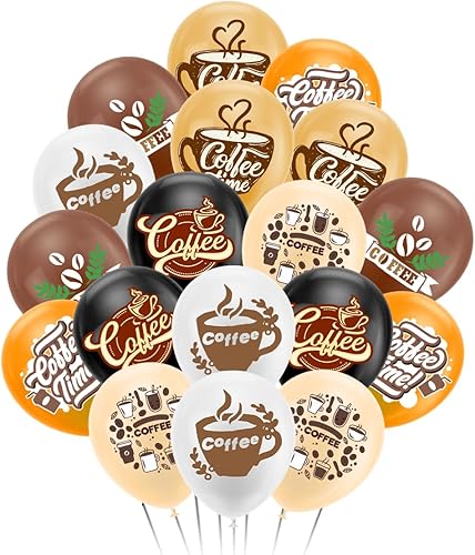 30 globos de café, 6 estilos para suministros de fiesta de café y decoraciones de cumpleaños