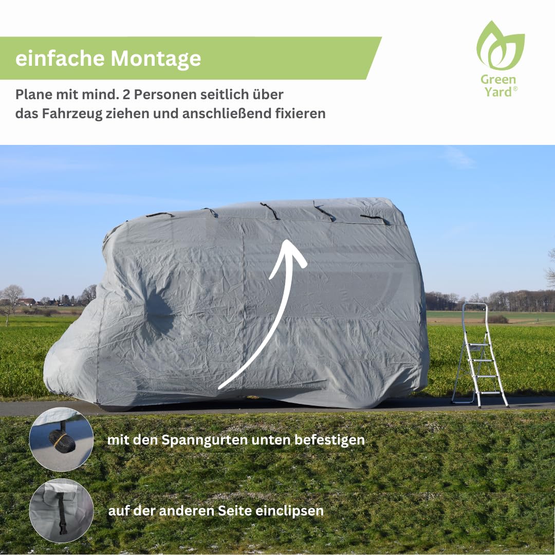 GreenYard® Wohnmobil Schutzhülle Schutzplane Abdeckplane Campingcover (XL 870x235x275 cm)