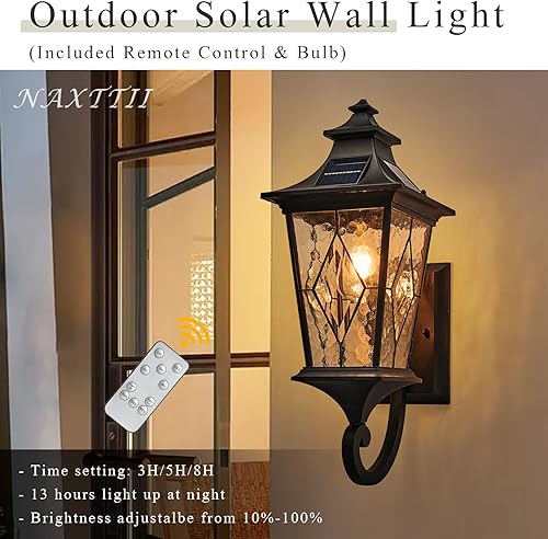 Miniatura 3 de Luz solar para porche frontal exterior con ondulación de agua, hecha a mano, vidrio soldado del atardecer al amanecer, luces solares para