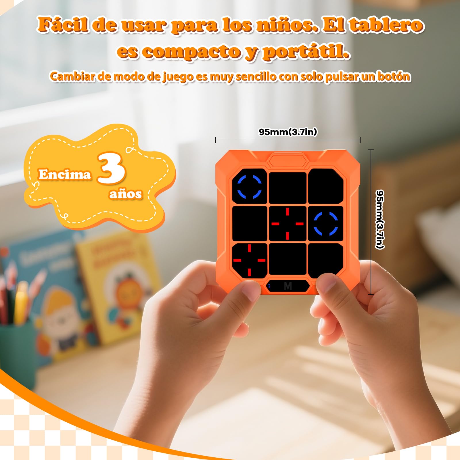 BlueSwan Tres en Raya Electrónico 6 en 1, Tic‑Tac‑Toe Juegos de Viaje, Consola de Bolsillo con Modo Silencioso y Batería Recargable, Desarrolla Lógica y Memoria, Regalo Ideal para Niños y Adultos (3+)
