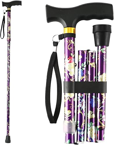 Bastón de caminar LIXIANG plegable de 5 niveles para hombres y mujeres, ligero, ajustable, portátil, ayuda a equilibrar la movilidad, asas en T,