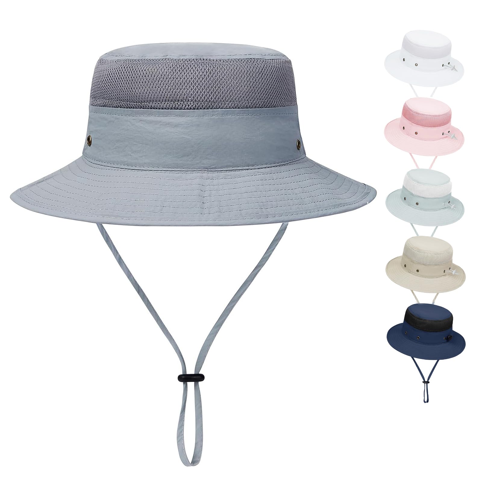 YANWANG Unisex Bebé Sombrero de Sol Gorro de Playa Malla UPF 50+ Ajustable para niños y niñas pequeños