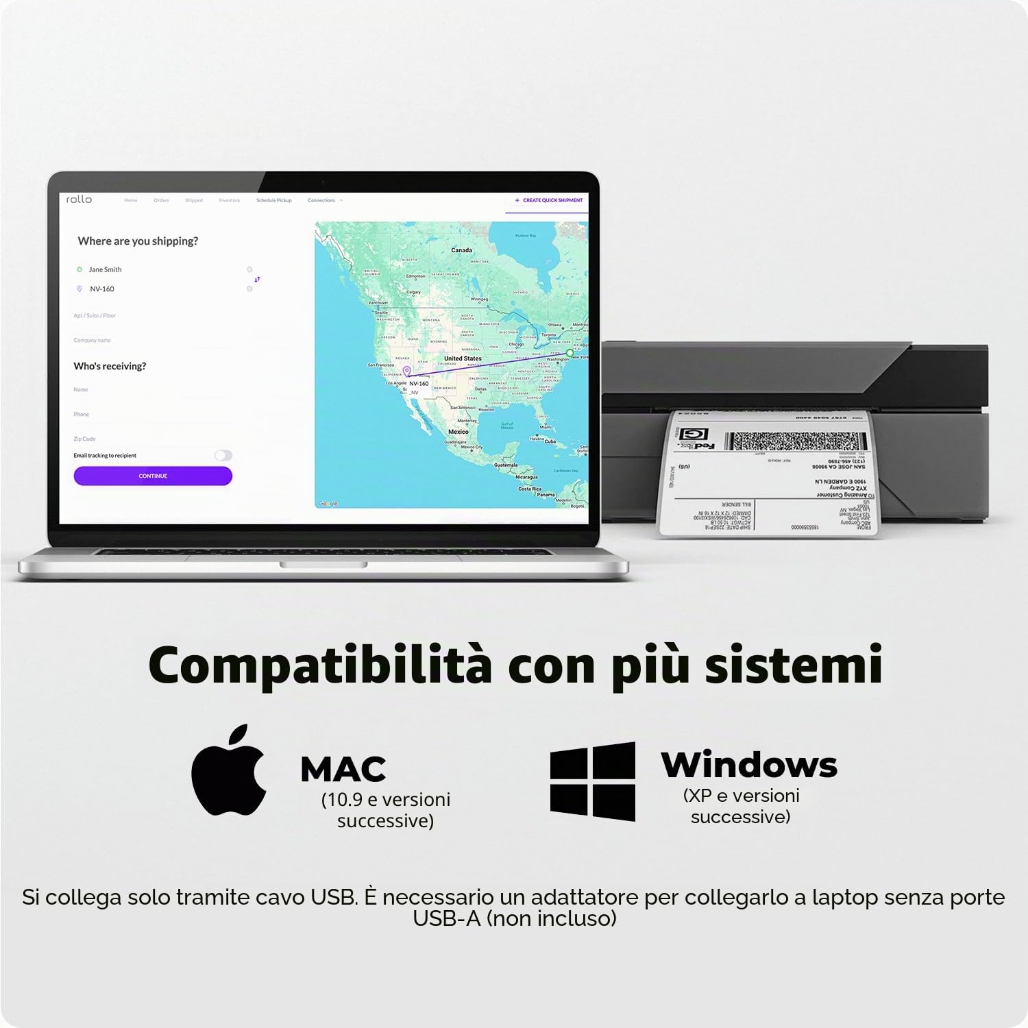 ROLLO Label Printer Commercial Grade diretto stampante termica ad alta velocità compatibile con Amazon, eBay, Etsy, Shopify 4x6 Label Printer