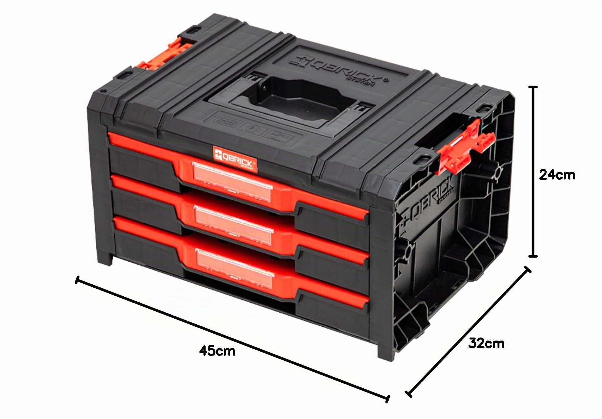 Qbrick Armario para herramientas con cajones (45 x 32 x 24,5 cm, 3 cajones)