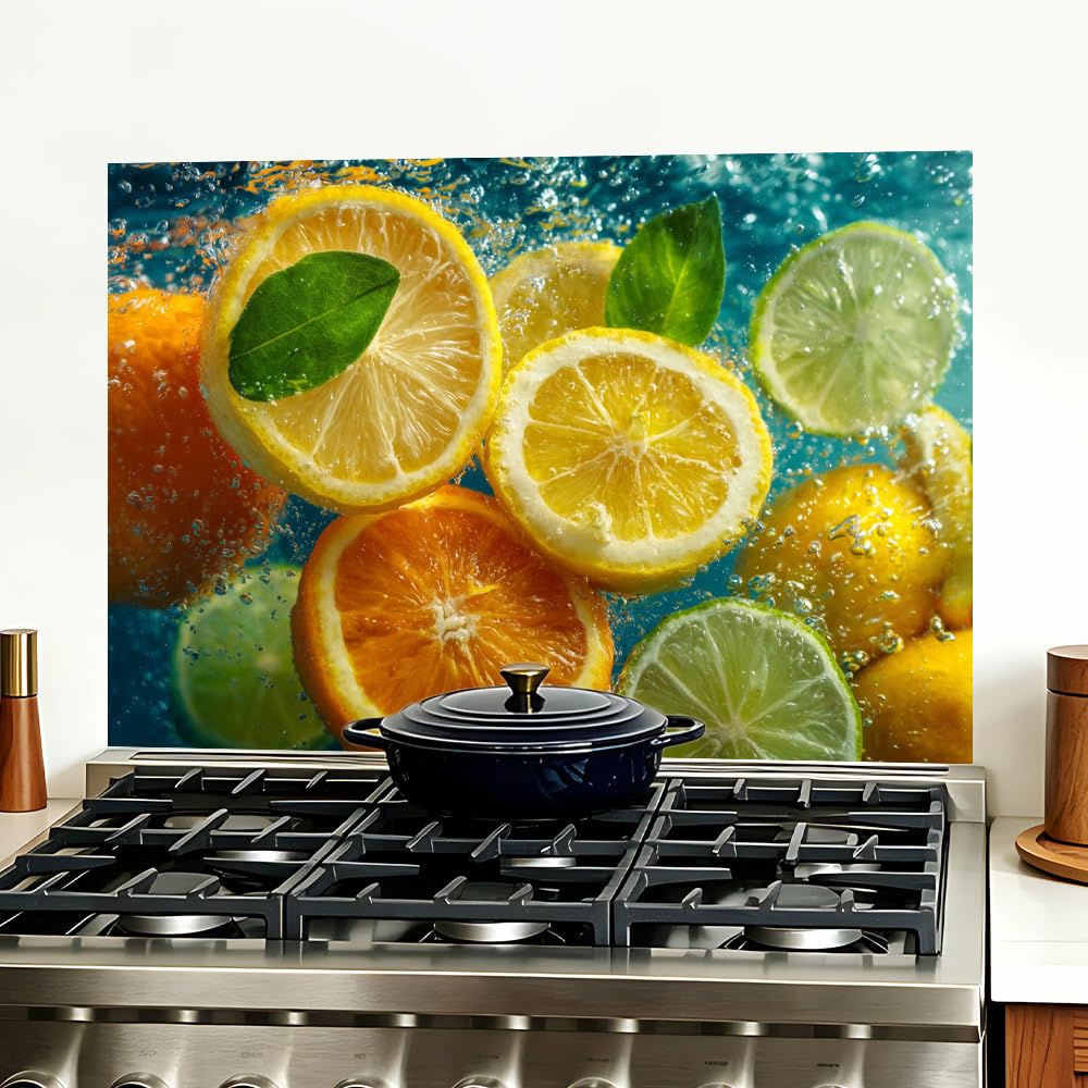 Lemon Orange Citrus Backsplash Peel and Stick, 35.4x23.6 in