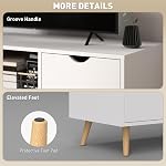 HOMCOM Meuble TV avec rangement, Table TV moderne avec étagère ouverte, tiroir et 2 armoires, Unité de divertissement pour salon, Supporte télévision jusqu'à 50 po, Blanc