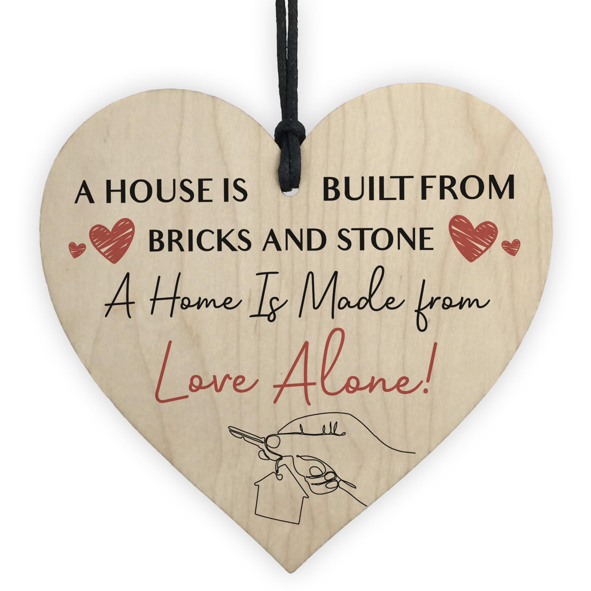 Red Ocean New Home For Couple, House Warming For Friends or Family, New House Congratulations, First Home, Wooden Heart Plaque, Congrats