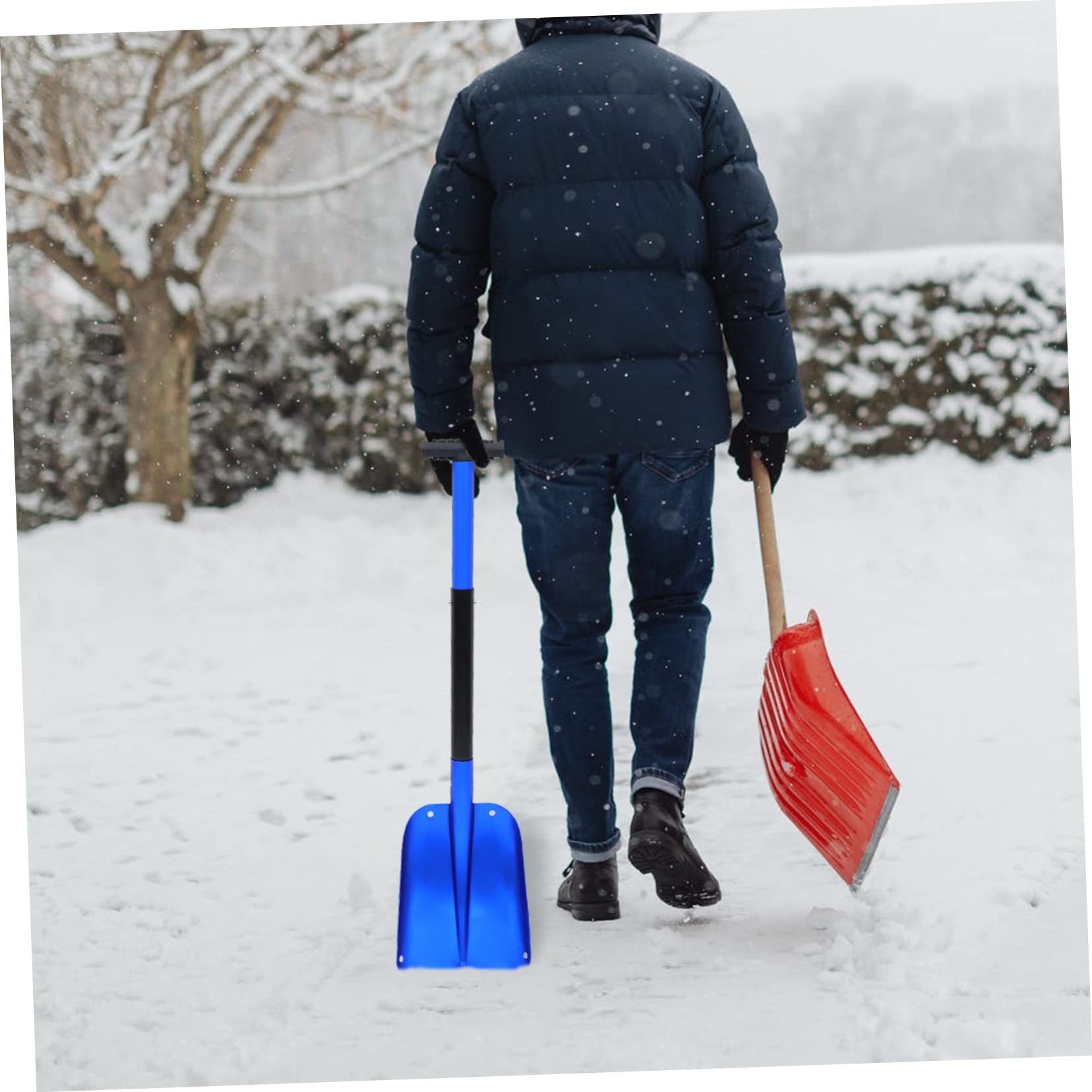 Pala da Neve Pieghevole in Lega di Alluminio, Blu, 1 Pezzo | Manico Ergonomico, per Uso in Condizioni Nevose, Attrezzo Multifunzione per Ghiaccio e Terra