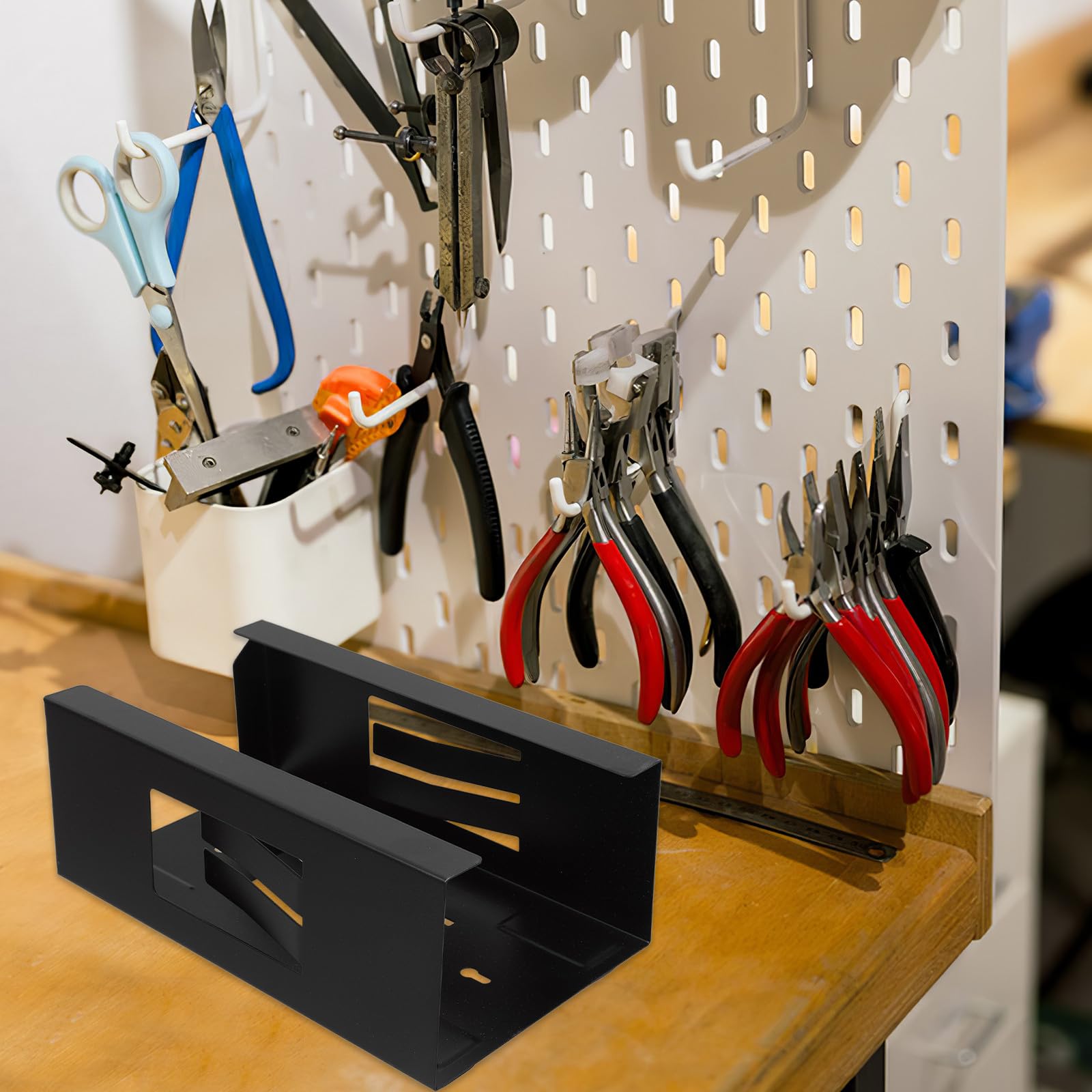 OSALADI Dispensador de Guantes Magnético Negro, Soporte Versátil para Caja Magnética y Accesorios de Herramientas, Montaje en Pared para Garaje, Cocina y Taller, Organizador Compacto