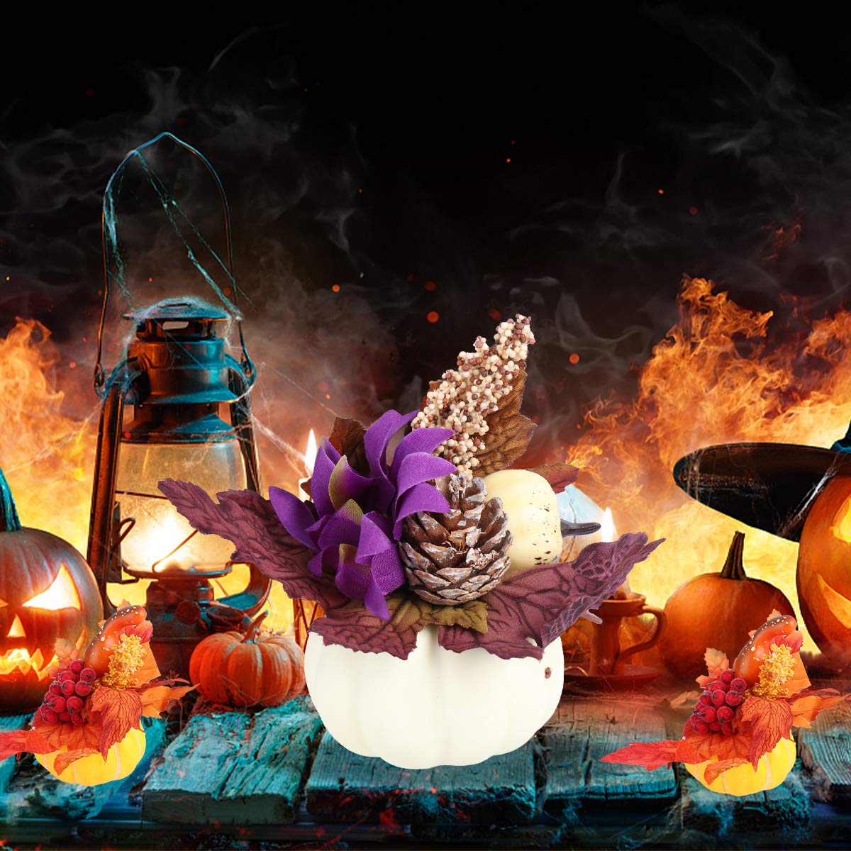 Alipis Keramik Kürbis Deko - Mini Halloween Kürbis Für Herbst | Garten-Deko & DIY Bonsai | Handbemalt & Detailverliebt