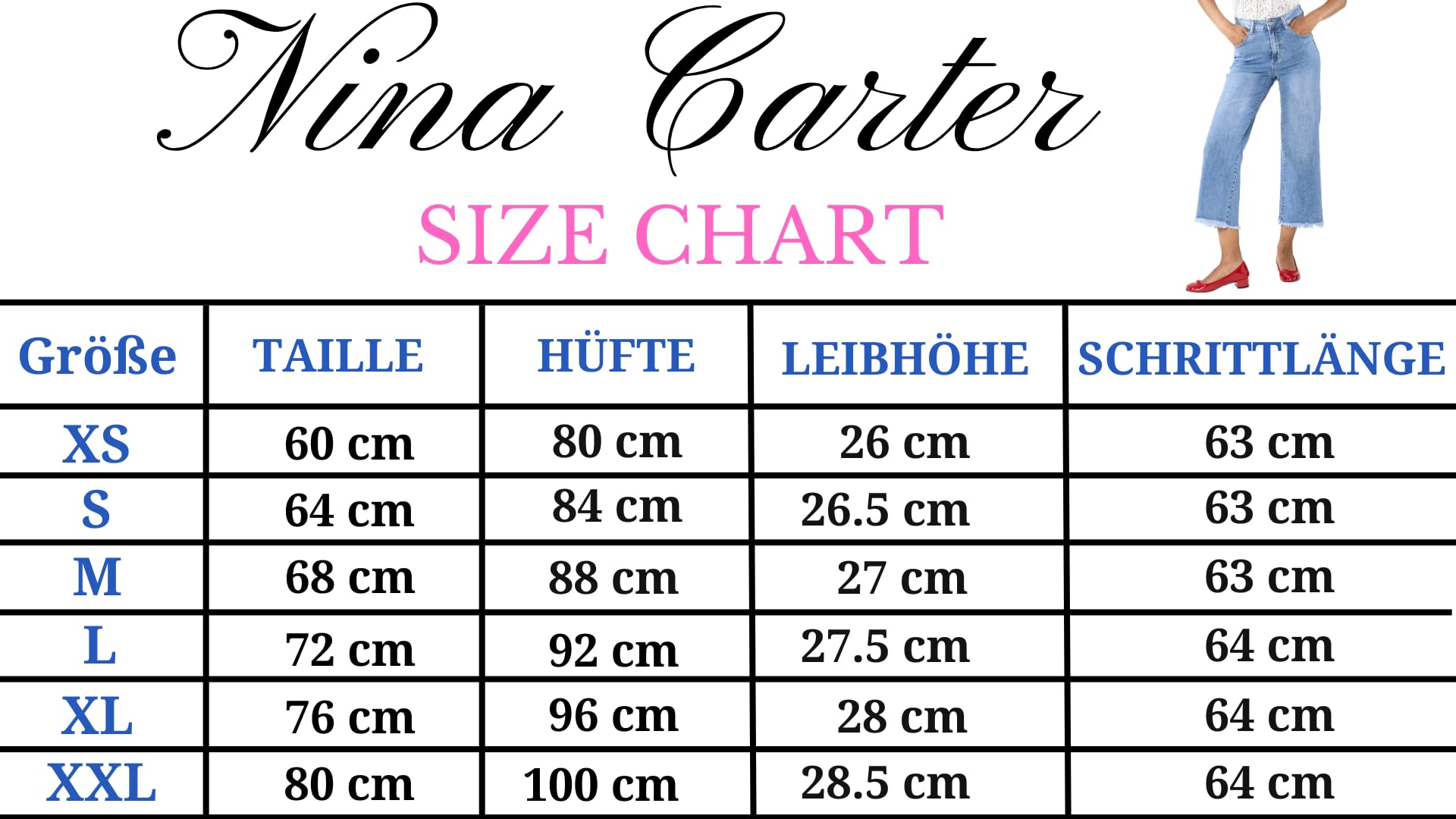 Nina Carter Q1850 Jeans da donna - 7/8 Cropped, vita alta, elasticizzati, svasati, look usato, sfilacciati