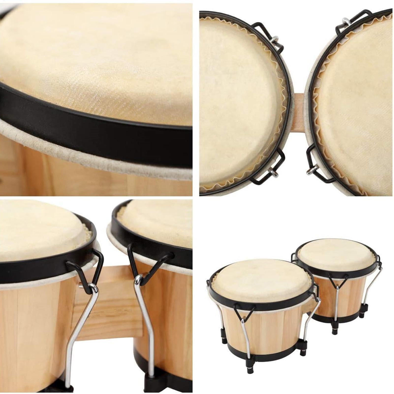 Los bongós infantiles fabricados en madera Instrumento musical de percusión | Bongos de Madera para Ritmo y Aprendizaje Musical Pequeño ligero portátil rítmico educativo juego bongó perc