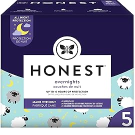 The Honest Company Clean Conscious Overnight Diapers Plant-Based Sustainable Sleepy Sheep Club Box Size 5 27and lbs 44 Count