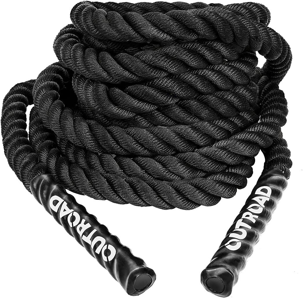 PanAme Heavy Battle Ropes 1.5 inch 30 ft- Polyester Workout Rope Full Body Workout Equipment for Crossfit Training, Home Gym or Fitness Exercise, Building Muscle