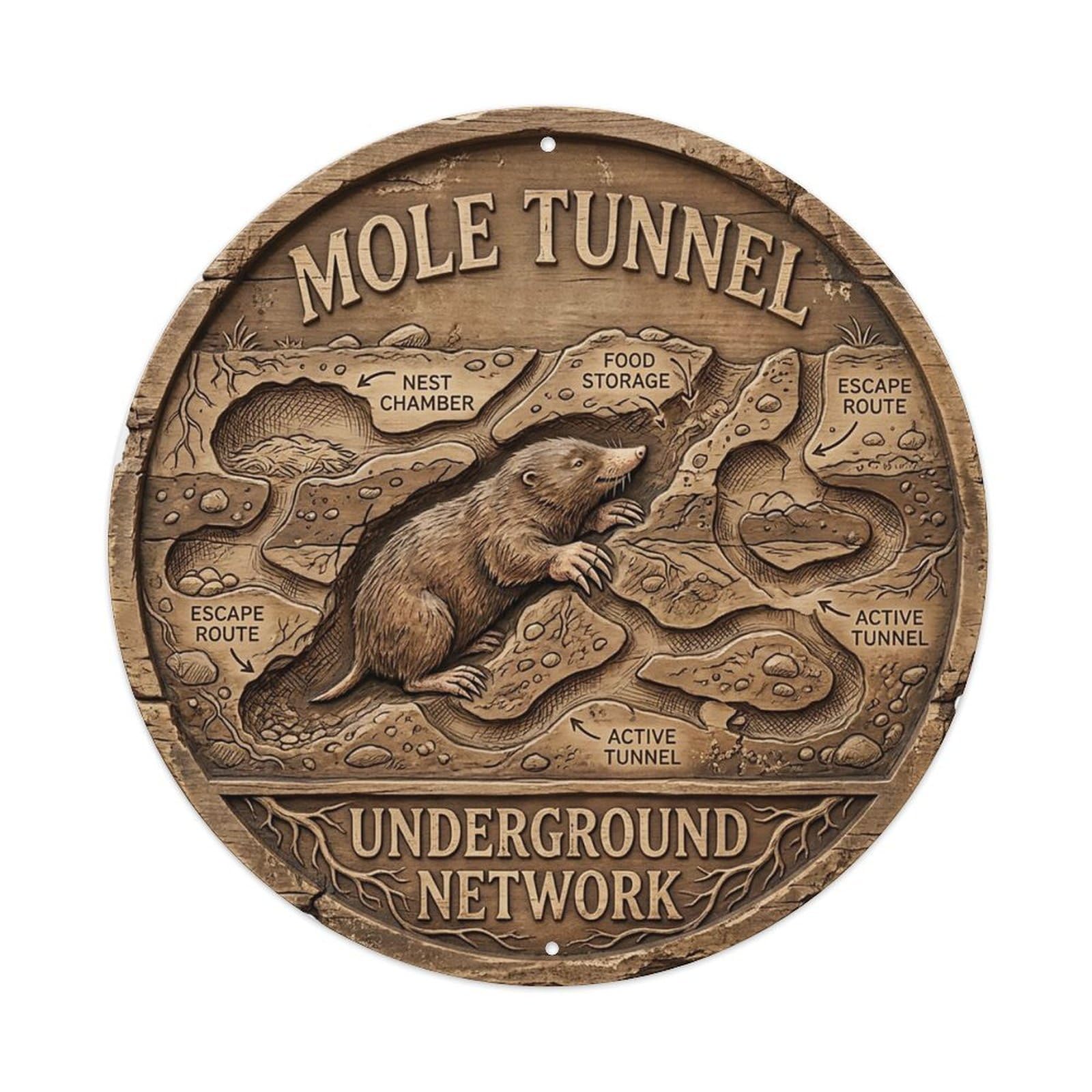 Cxhjca 8X8inch(20X20cm) Mole Tunnel Underground Network Metal Tin Sign