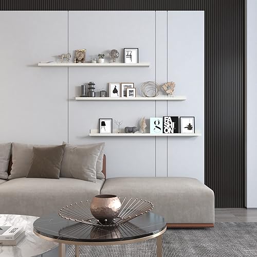 Miniatura 6 de Calenzana Juego de 3 estantes flotantes de 16 pulgadas para pared estante de madera montado en la pared para sala de estar baño dormitorio cocina
