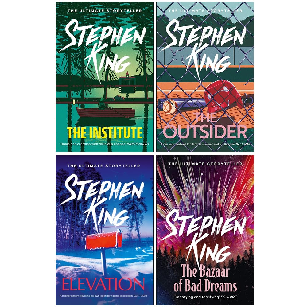 Stephen King 4 Books Collection Set (The Institute, The Outsider, Elevation, The Bazaar of Bad Dreams)