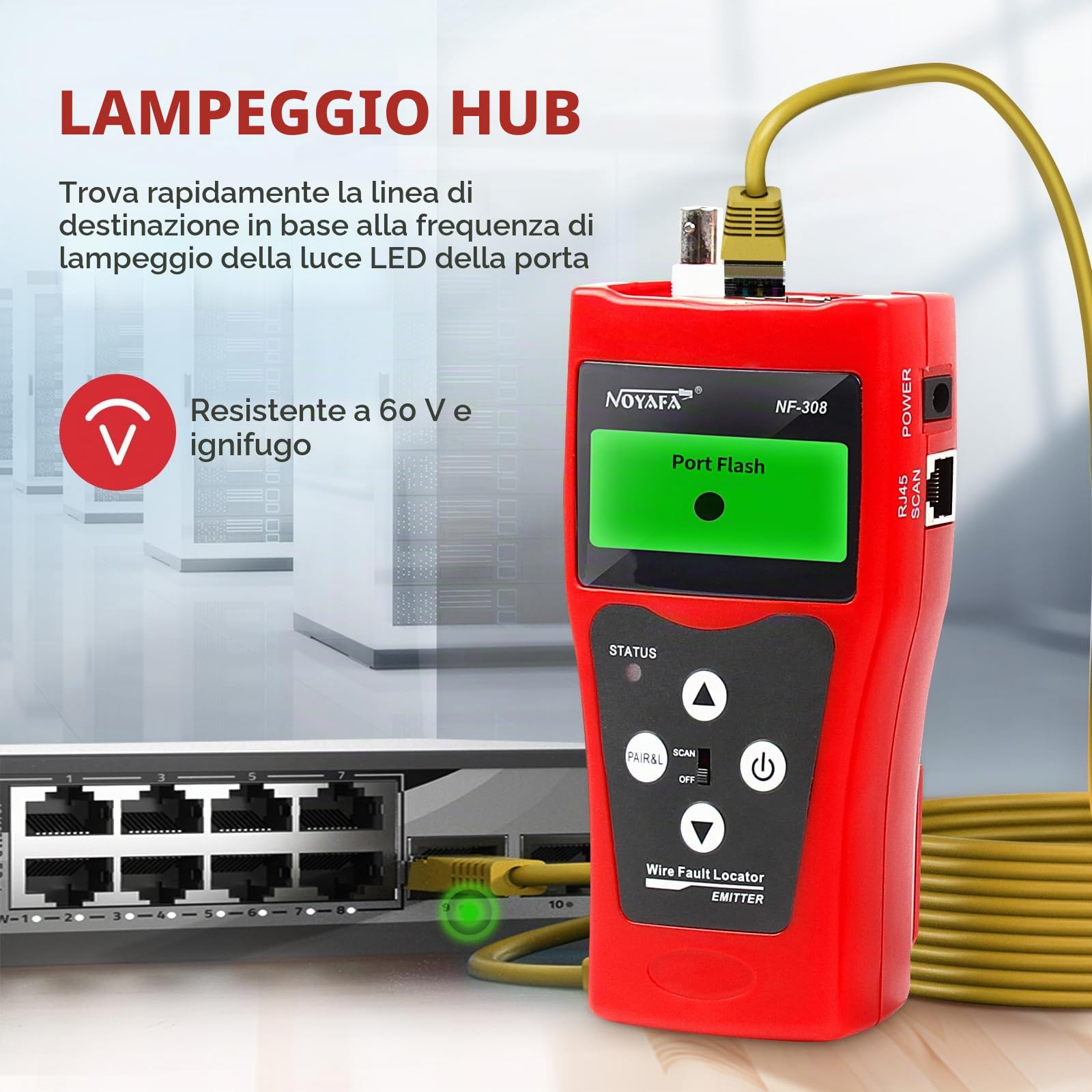 NOYAFA Cavo di rete Tester NF-308S, test di lunghezza LAN, Ethernet Cable Tracker per RJ45 e RJ11
