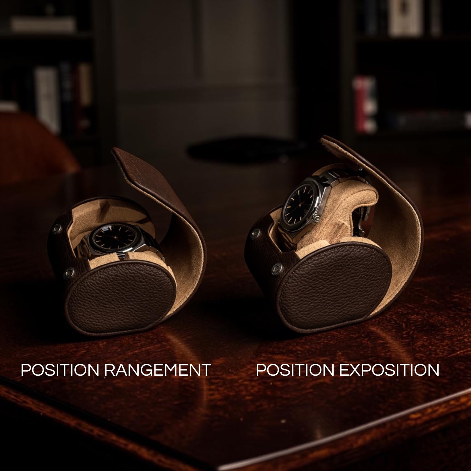 Étui montre Cuir de voyage et de rangement pour 1 montre Marron - Rangement bijoux - Boite montre/boite a bijoux pour montre - coffret cadeau homme