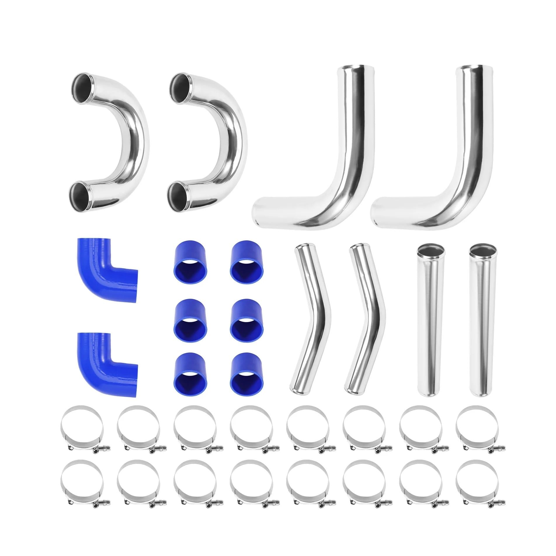 Hgddbae Only Piping Kit Cooled Intercooler Turbo Intercooler Gt30 Gt3037 Turbo T3 .60 A/R Water Cool + 2.5" 63Mm Intercooler Pipe Piping Kits(Only Piping Kit)