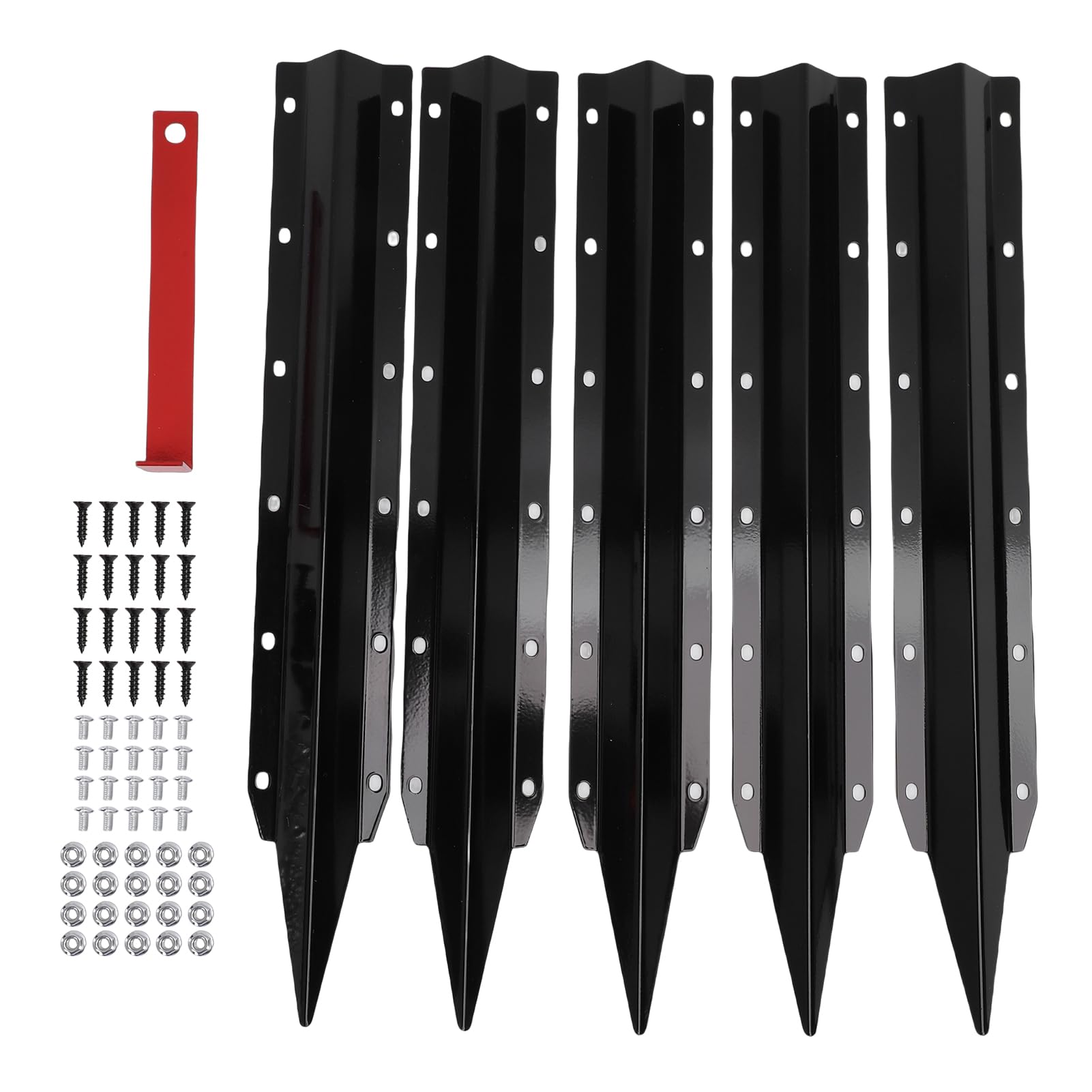 banapoy Paquete de 5 Estacas de Fijación de Metal para Postes de Valla, Anclajes, Estacas para el Suelo, para Traviesas, Soportes para Traviesas de Ferrocarril para Maceteros, Camas de Cultivo