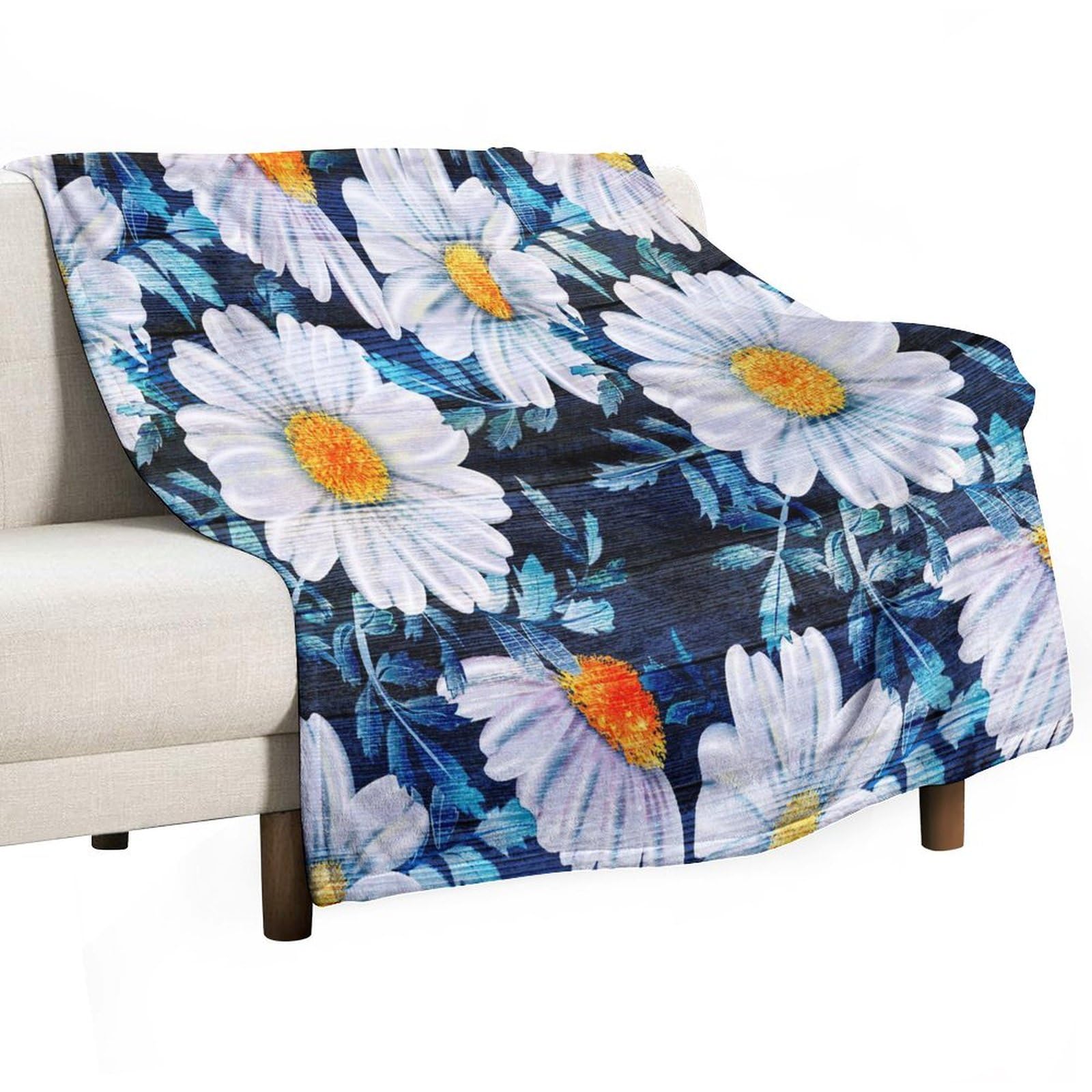 Parure de lit en polaire haut de gamme aux délicates fleurs blanches pour une chambre élégante