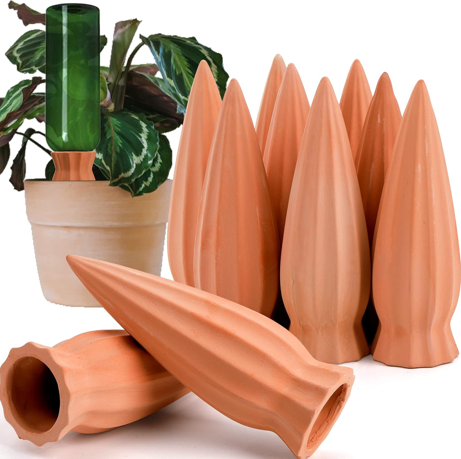 Tebery 10 Pack Plant Waterer Self Watering Terracotta