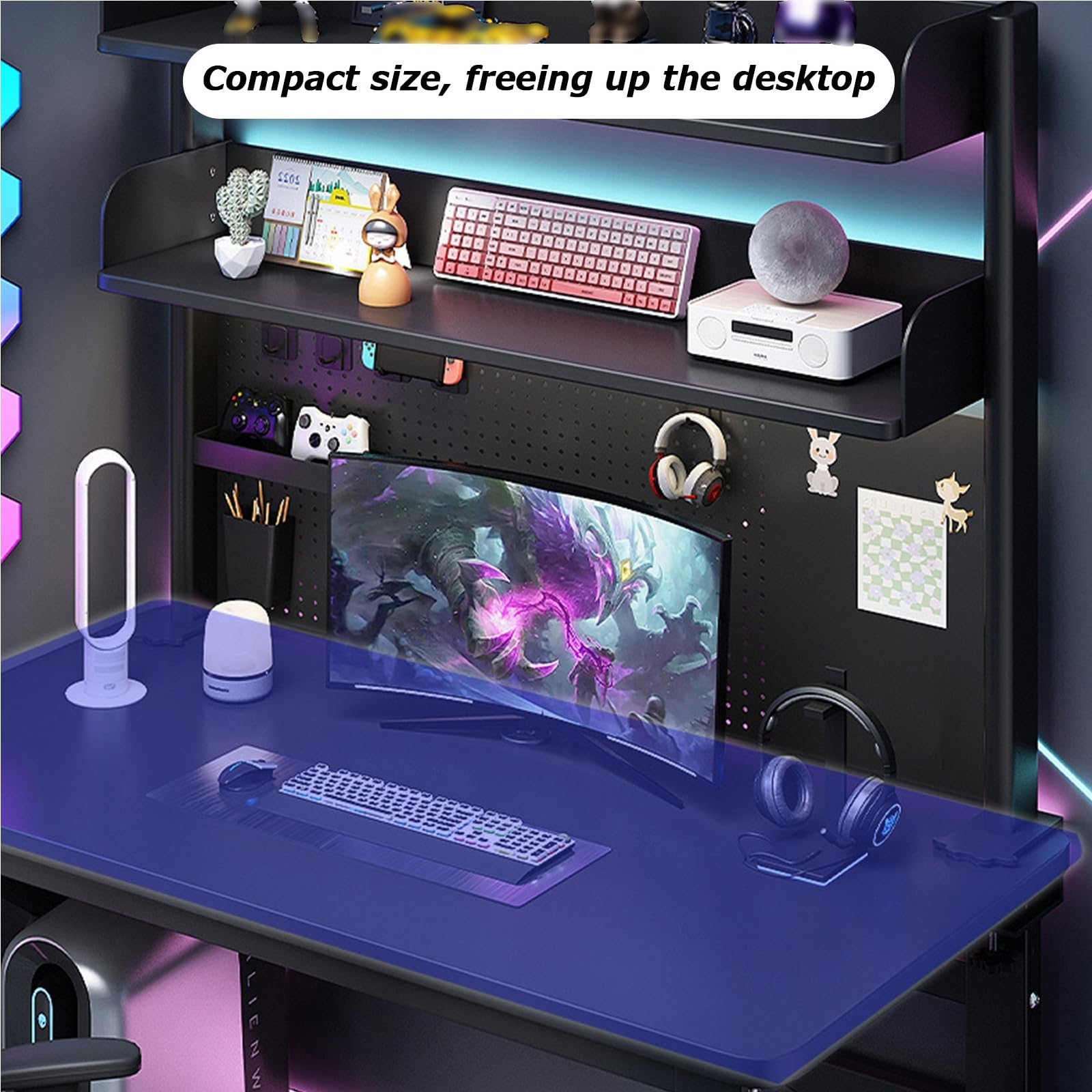 Clamp On Desk Organizer Shelf, BLACK Desk Extender Pegboard Workstation ...