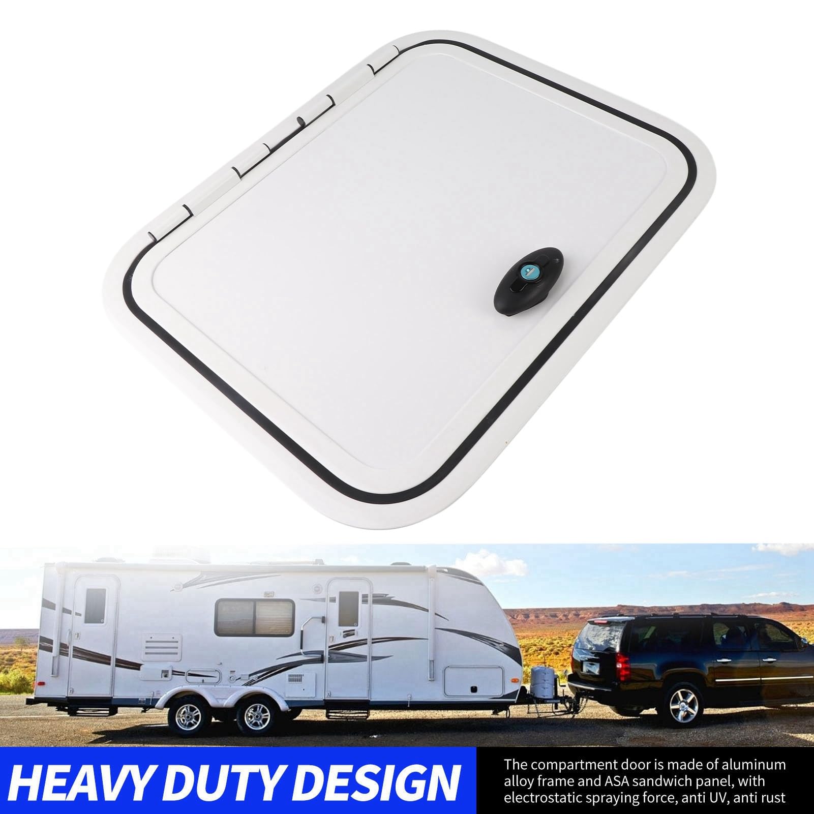 Porte de Compartiment de Camping car ,Ouverture à 180 Degrés Protection UV H500 W400mm Porte de Stockage d'accès RV Cadre en Alliage d'aluminium à étanchéité Parfaite pour