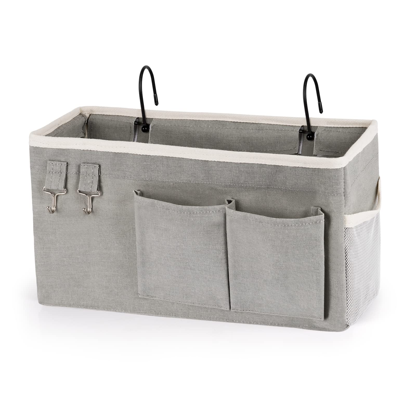 Casremee Bedside Caddy Bedside Storage Bag Hanging Organizer for Bunk Hospital Beds Dorm Rooms Bed Rails Can be Placed Books Mobile Phones Keys Water Bottle (Grey)-image-12
