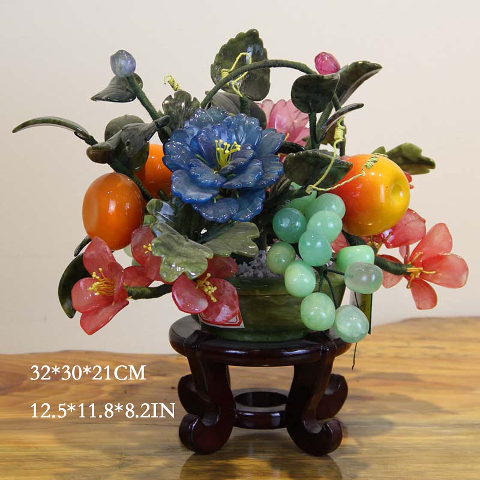 Alberi Artificiali Bonsai Artificiali Bonsai creativi con Fiori di Giada e Cesto di Frutta Decorazione di Piante finte - Piante da Appartamento Artificiali in Vaso per la Decorazione domesticaPiante