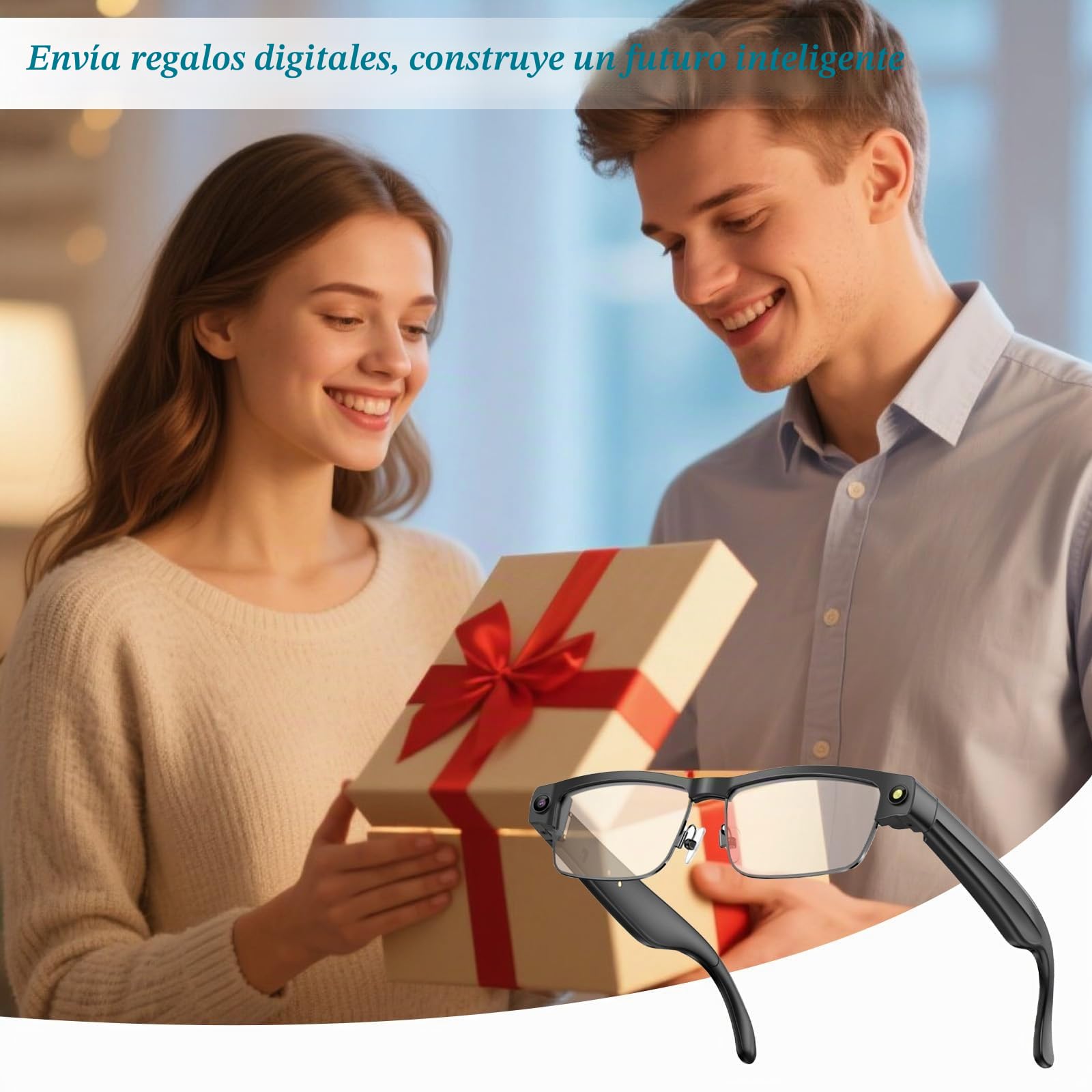 AI Smart Glasses Cámara 4K HD, 800 W, cámara antivibración, gafas con grabación de vídeo, micrófonos duales con cancelación de ruido, transmisión simultánea, integración ChatGPT (lentes fotocromáticas