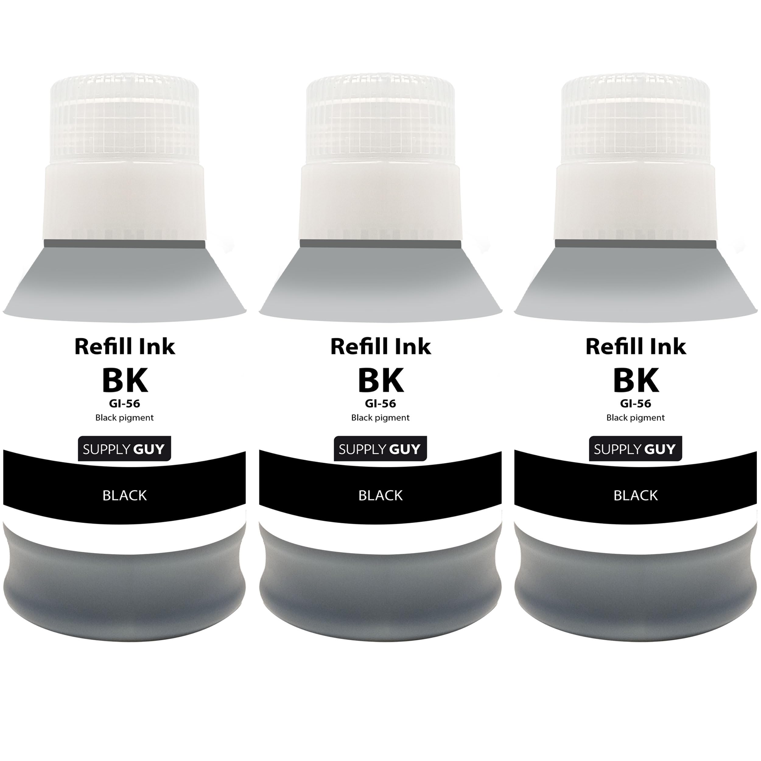 Supply Guy 3x Schwarze Tinte Kompatibel Mit Canon GI-56 – Pigmentschwarz Für Maxify GX Serie (GX3040, GX5050, GX7050 Uvm.), 170 Ml Pro Patrone