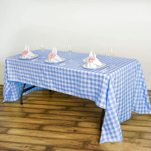 BalsaCircle Mantel de poliéster a cuadros azul de 60 x 126 pulgadas, manteles de mesa para decoración de bodas, fiestas, eventos, catering