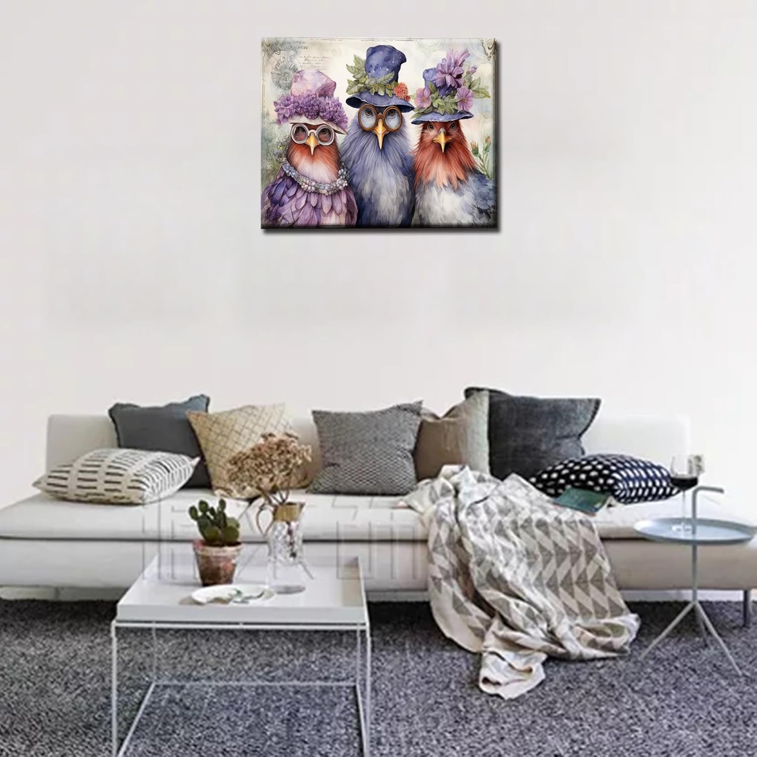 Rooster Family Paint by Numbers for Adults Painting Kits for Adults Beginners,Animals Watercolor Acrylic Oil Painting by Number Kits Rooster Kitchen Wall Art Home Room Decor16x20Inch DIY Frame