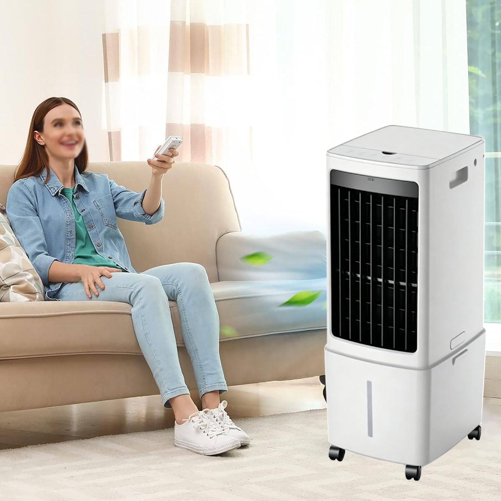 MESCXTY Portable Air Conditioners, Swamp Cooler AC Unit with 10.5 Gal Water Tank, Windowless Evaporative 3 Speeds for Bedroom & Office, Fast Cooling Home Use