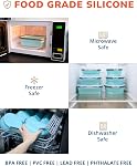 Lunememo 8 Pack Collapsible Silicone Food Storage Containers with Lids, Freezer & Dishwasher Safe, Foldable Lunch Box for Camper, Leftovers, Snacks, Meals, Blue