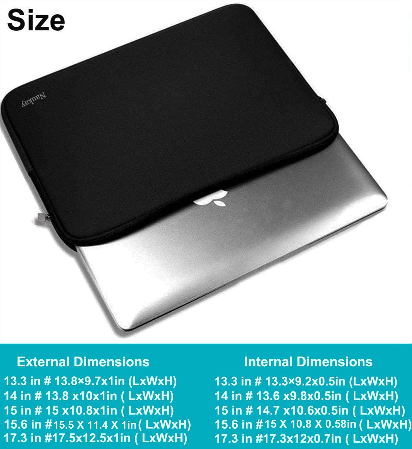 Naukay Laptop Sleeve Case, 15.6 Inch,Resistant Neoprene Notebook Computer Pocket Case/Tablet Briefcase Carrying Bag Compatible Asus/Dell/Fujitsu/HP/Sony/Toshiba/Acer- (Black)