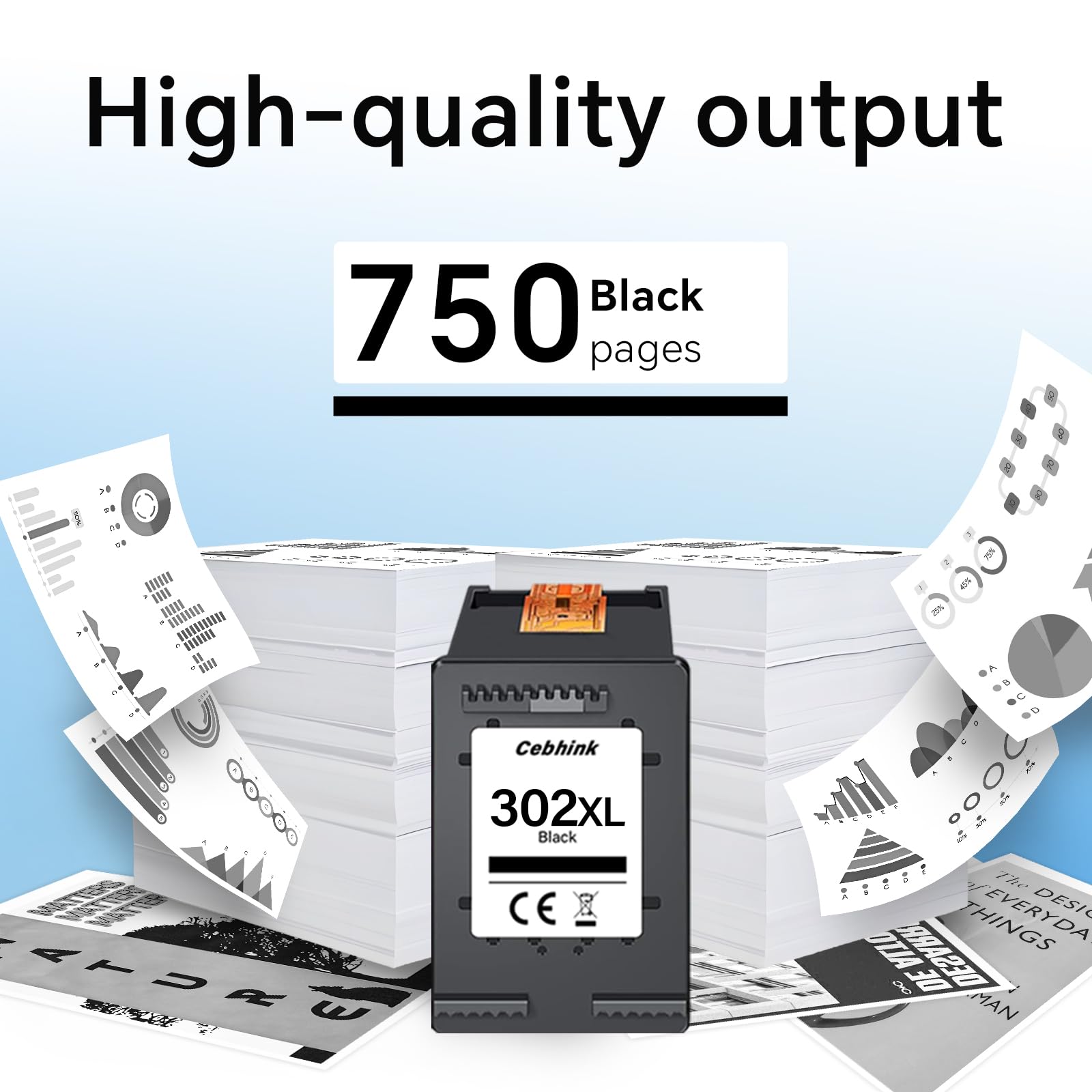 302XL Black Ink Cartridge Replacement for HP 302 HP302 Ink Cartridges High Capacity - Printer Ink for HP302 XL for Envy 4527 4520 4523 4524 Officejet 5230 3830 Deskjet 3630 3637 2130 (1 Pack) — view 3