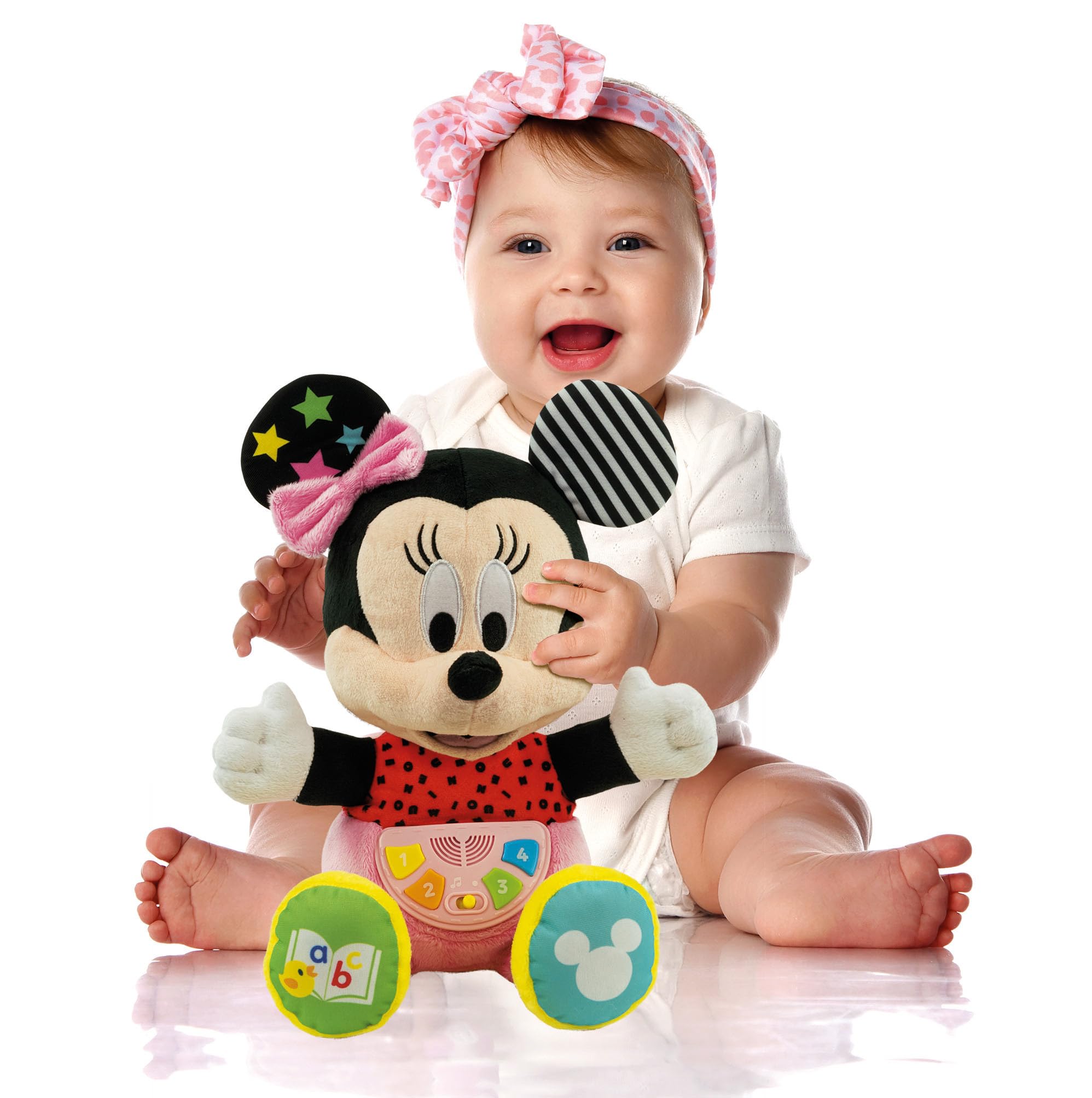 Clementoni Baby Cuentacuentos Mouse Peluche Interactivo con Voz de Minnie, Multicolor, Mediano (61370),Exclusivo en Amazon