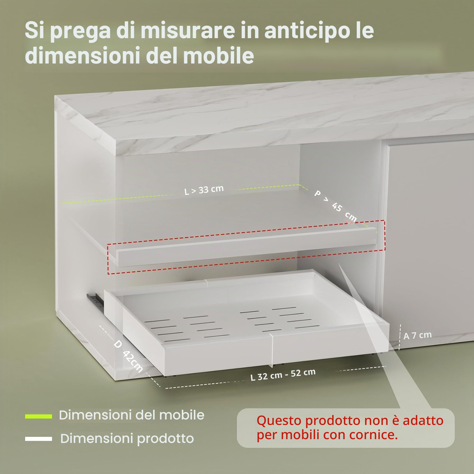 Cassetti Estraibili Per Cucina 2 pezzo, Cassetto Estraibile Cucina A Larghezza Regolabile, Cassetto Telescopico Cucina, Cassetti Scorrevoli Per Cucina (Bianco 32-52cm)