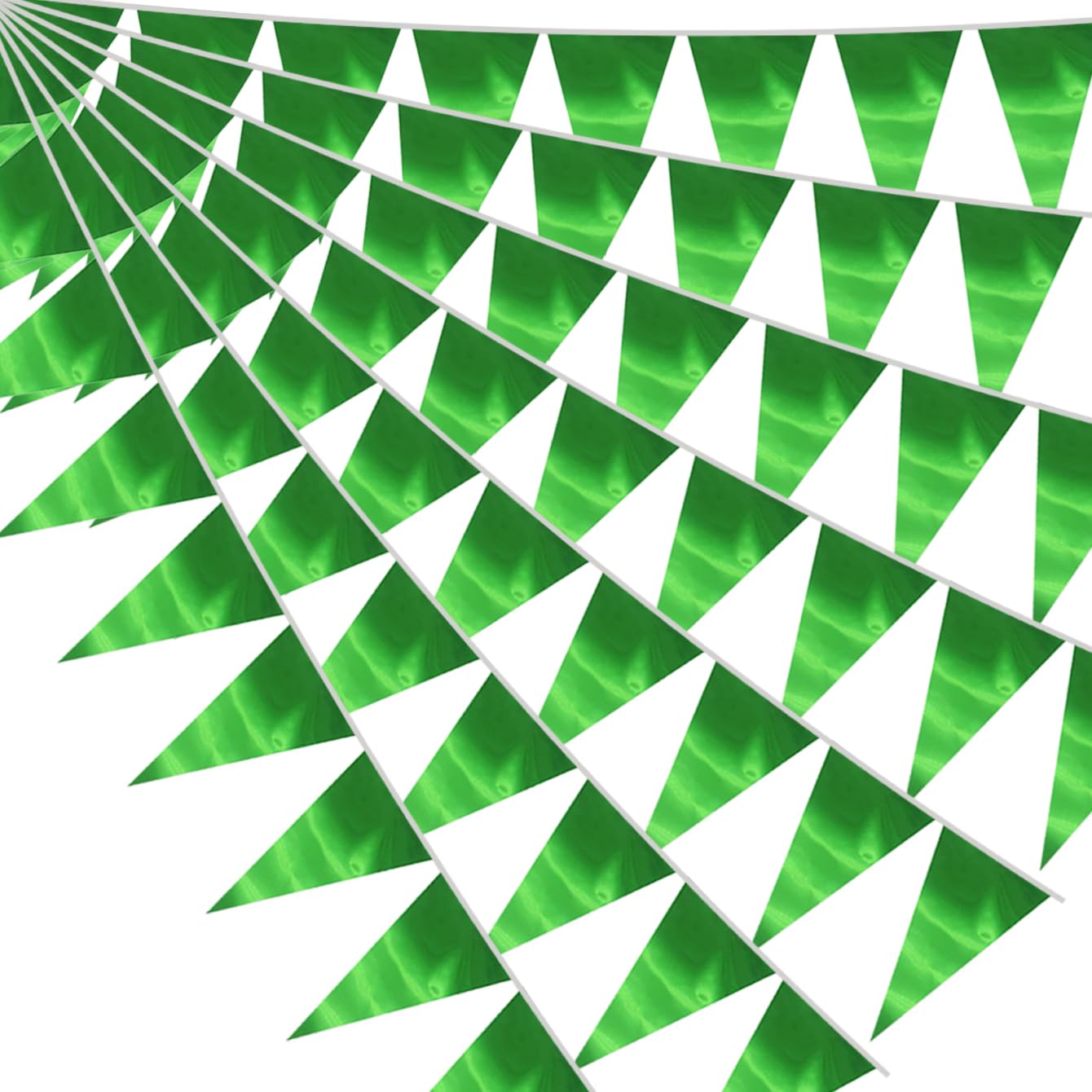 Banderín triangular verde de 20 m con banderines de tela metálica para Navidad, graduación, safari, cumpleaños, selvas tropicales, boda, despedida de soltera, compromiso, fiesta, suministros de