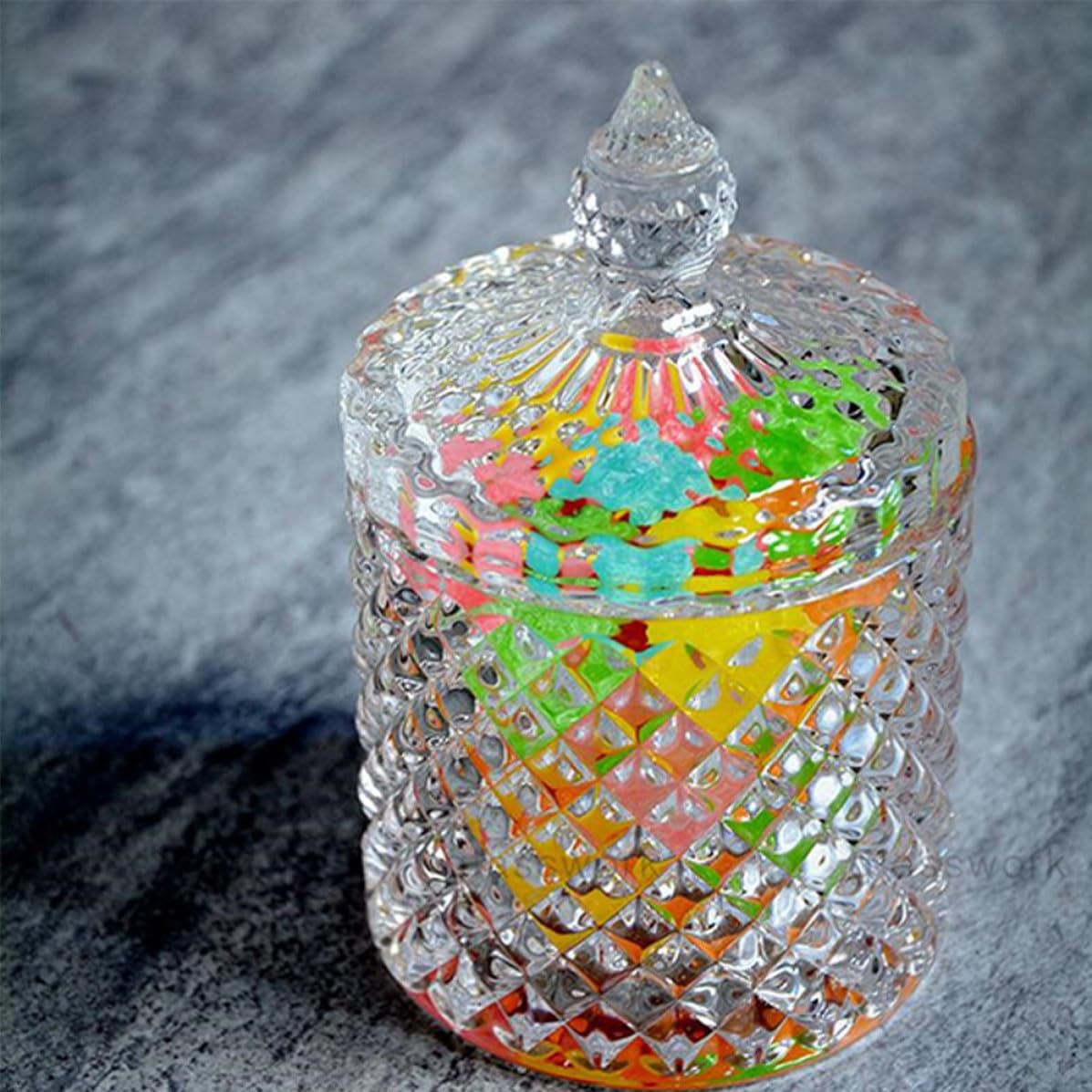 PACKOVE Bocal à Bonbons en Verre 2 Pièces Couvercle, Cylindre Décoratif