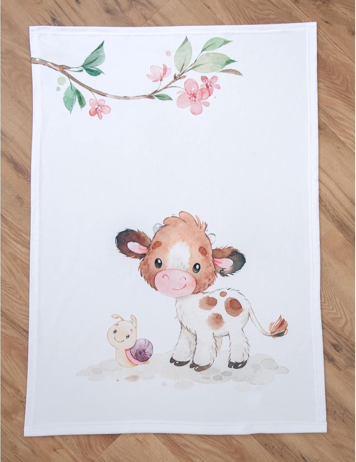 Soft-Peach cuddly blanket with sweet calf leather, approx. 75x100cm, 100% polyester