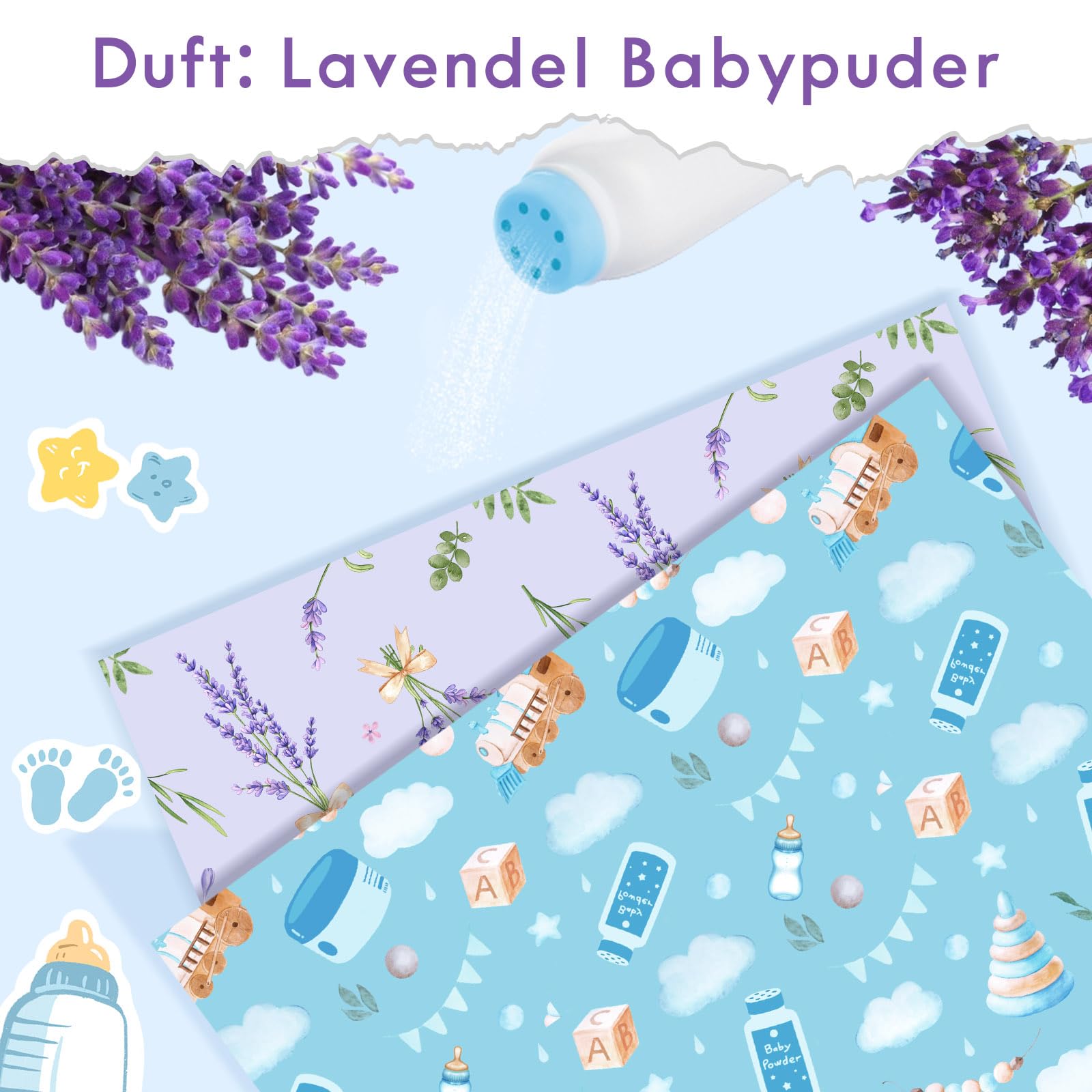 Carta Profumata per Cassetti Profumi di Talco per Bambini Lavanda 36.5x50 cm