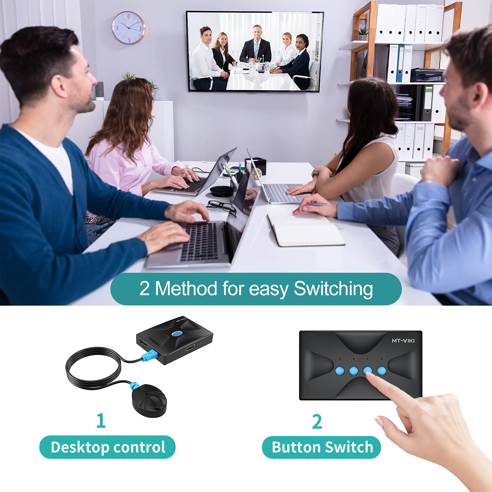 Buy HDMI KVM Switch 2 Port, MTVIKI 4K30Hz KVM Switch for 2 Computers