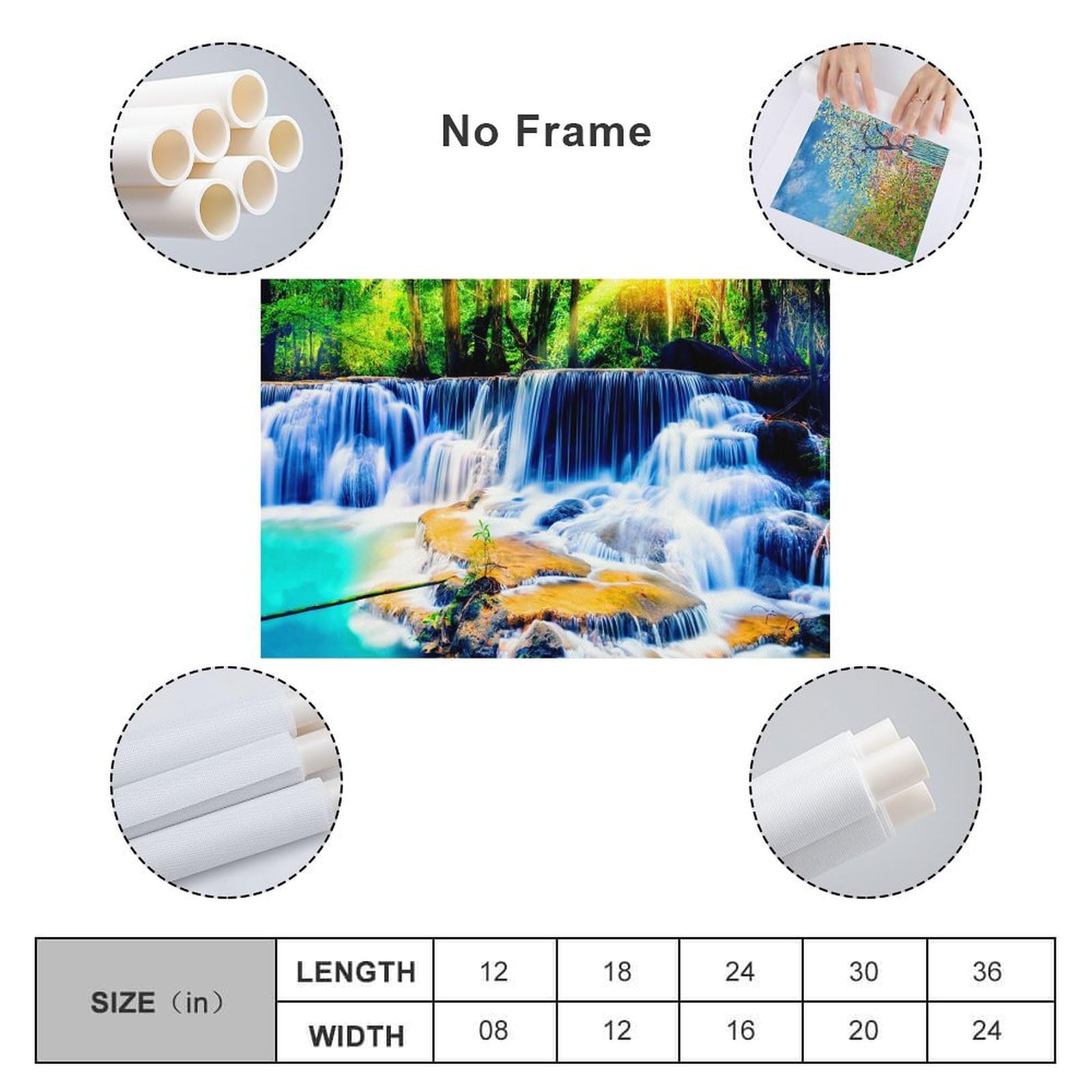 Amazon.co.jp: 滝の森と石の風景ポスター 壁用 16x24インチ(40x60cm